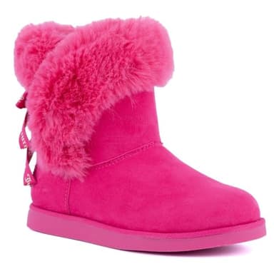 Juicy Couture Women's Slip On Winter Snow Boots Warm & Insulated Fur Lining Comfortable Fashion Booties-King 2-Bright Pink Micro Size 6