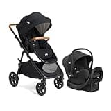 Joie Ginger and Rue Travel System – 4-in-1 Travel System with Lightweight Baby Car Seat and an Included Anti-Rebound Base for Easy Install and Pramette Stroller (Shale)
