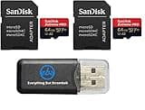 SanDisk 64GB Micro SDXC Extreme Pro Memory Card (2 Pack) Works with GoPro Hero 8 Black, Max 360 Action Cam U3 V30 4K Class 10 (SDSQXCY-064G-GN6MA) Bundle with 1 Everything But Stromboli Card Reader