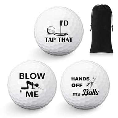 Threan 3 Pcs Golf Ball Gift Set Funny Novelty Golfer Present for Men Birthday Dad Golfing Fan One Standard Size Unit (Funny Style)