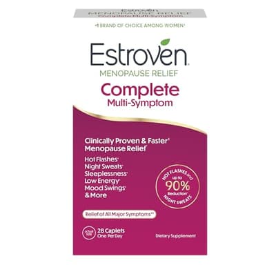 Estroven Complete Multi-Symptom Menopause Supplement for Women, 28 Ct., Clinically Proven Ingredient Provide Menopause Relief & Night Sweats & Hot Flash Relief* Drug-Free & Non-GMO