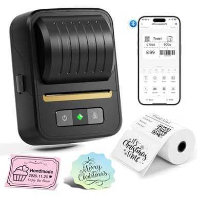 NADAllN Label Maker Machine with Tape, Bluetooth Thermal Label Printer for Small Business, Address, Barcode, Logo, Clothing, Label Makers for Office Home School