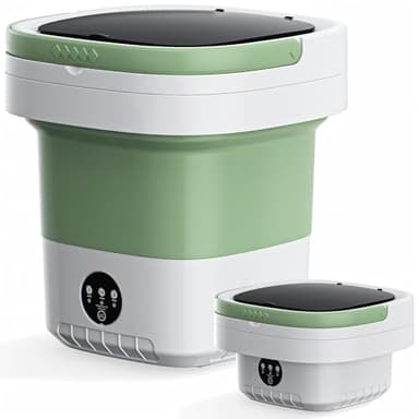16L Foldable Portable Washing Machine, 45dB Quiet 3-Mode Mini Washer, No Installation Compact Laundry for Travel RV Dorm Apartment Camping, Green