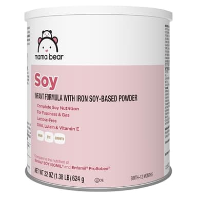 Amazon Brand - Mama Bear Soy Based Powder Infant Formula with Iron, for Fussiness & Gas, Lactose-Free, 22 ounce (Pack of 1)