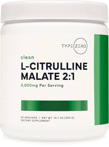 Type Zero L-Citrulline Malate Powder 2:1 6X (300g | 6000mg Per Serving | Unflavored) Ultra Clean L Citrulline, Nitric Oxide Booster, Pre Workout - Nitrous Oxide Vasodilator Supplement
