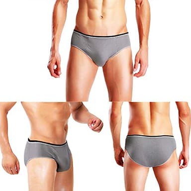 STARLY Mens Cotton Disposable Underwear Travel Panties Handy Briefs for Fitness Grey (10pk)(M)