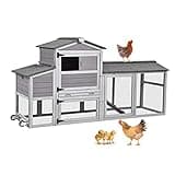 Aivituvin 80in Chicken Coop Mobile Hen House Outdoor Wooden Poultry Cage with Wheels Nesting Box Run