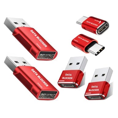 BUISAMG Data Blocker, USB A & USB C Data Blocker for iphone15 16 and Any USB C Mobile Phone Charge, Protect Against Juice Jacking, Refuse Hacking, Only Charging (Red)