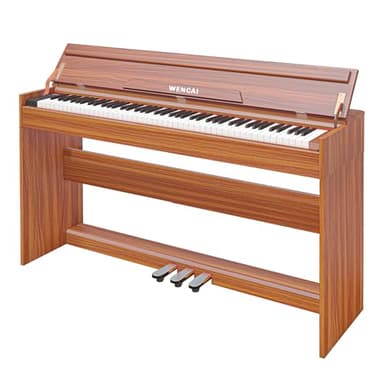 WENCAI 88 Key Electric Piano Velocity-Sensitive Keyboard, 88 Keys Home Upright Digital Pianos, Wooden Electronic Piano for Beginner Adult with 3 Pedals, Supports USB-MIDI/Wireless Connect, Orange