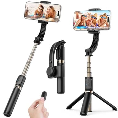 Smartphone Gimbal Stabilizer, 1-Axis Auto Balance & 360° Rotation, Extendable Aluminum Selfie Stick Tripod with Remote Control for iPhone & Android,Travel, Vlogging, TikTok, YouTube