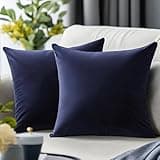 QUORGVES Velvet Decorative Navy Blue Throw Pillow Covers 18x18 Set of 2 Decor Couch Pillow Covers for Living Room Sofa Bed Bedroom Square Pillow Cover Case 18 x 18 Inch