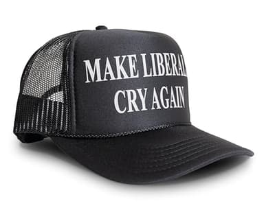 True Patriot Supply Co Make Liberals Cry Again MAGA Trucker Hat Mesh Cap - (Black/Black)
