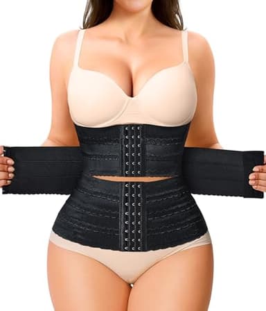 Nebility Waist Trainer for Women Corset Shapewear Tummy Control Segmented Waist Cincher Workout Girdle(Black,L)