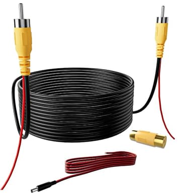 Codfol Professional Backup Camera Extension Cable, RCA Video Extension Cables, AV Reverse Car Cable,Rear View Camera Video Cord with Detection Wire (19.69FT/6M),RCA Vid Female to Female Coupler