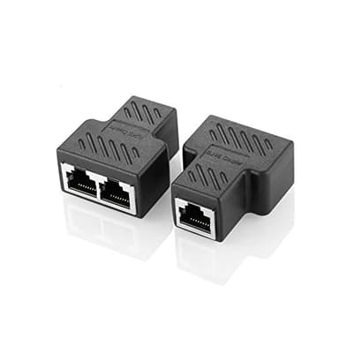 Oxsubor RJ45 Splitter Connectors Adapter 1 to 2 Ethernet Coupler Double Socket HUB Interface Contact Modular Plug Connect Network LAN Internet Cat5 Cat62 Pack (Can't Run Both at The Same TIME)