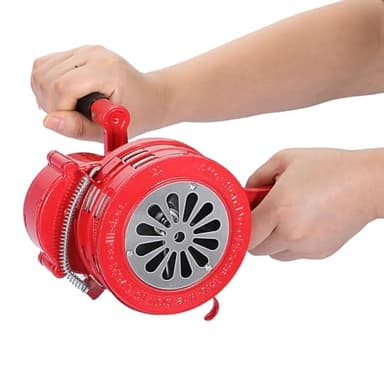Sumnacon Hand Crank Siren Manual Operated Air Raid Siren with Foldable Handle for Sporting Events, Emergency Sturdy Waterproof Aluminum Alloy Tornado Sirens Portable Loud Volume Emergency Sirens, Red