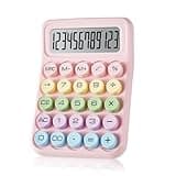 Electronic Calculator,12 Digits Large LCD Display Small Desktop Calculator,Pink Basic Calculators with Big Buttons,Easy to Press Mechanical Switch Calculator Office Supplies for Home and School (Pink)