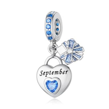 LONGLUCK 925 Sterling Silver Birthstone Charms Fit for Bracelet and Necklace Happy Birthday Charm Mother's Day Jewelry Gift for Women