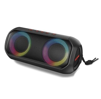 Ion Audio Uber Boom - Water resistant Portable Bluetooth Speaker with Party Lights, Built-in Microphone and Stereo-Link (Renewed)