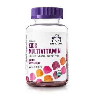 Amazon Brand - Mama Bear Organic Kids Multivitamin Gummies, Berry, Cherry & Orange, 60 Count, 1 Month Supply (Packaging May Vary)