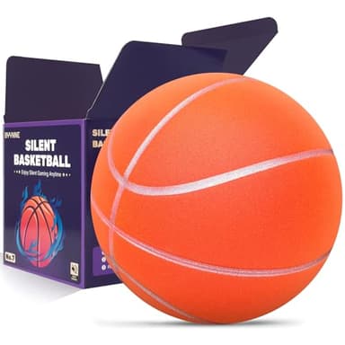 BYYNNE Silent Basketball Size 7 (29.5") – Noiseless Indoor Basketball for Quiet Dribbling and Indoor Training, Pro Grooved Airless PU Foam Basketball – Real Feel Higher Bounce Quieter (Orange)