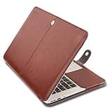 MOSISO PU Leather Case Compatible with MacBook Air 11 inch Case A1370 A1465, Portfolio Protective Stand Cover Sleeve, Brown
