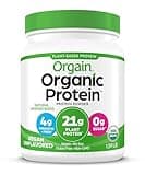 Orgain Organic Unflavored Vegan Protein Powder, Natural Unsweetened - 21g of Plant Based Protein, Non Dairy, Gluten Free, No Sugar Added, Soy Free, Non-GMO, 1.59 lb (Packaging May Vary)