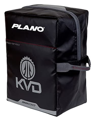 Plano KVD Wormfile Signature Series 3600 Speedbag, Black TPE Coated Fabric with Red Interior and Accents, Premium Soft Fishing Bag, Tackle Storage for Baits & Lures