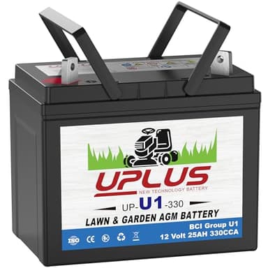 UPLUS U1 Riding Lawn Mower Battery, 12V 330CCA Garden Tractors Battery Maintenance Free AGM Batteries, Fit for John Deere, Cub Cadet, Husqvarna, Craftsman, Toro, Ariens, Poulan Pro and Troy-Bilt