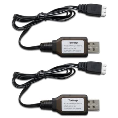 Tosiicop Gel Blaster Battery Charger - 7.4V 3 Pin Chargers Cable Replacement for Splat Ball Bubble Gun Water Bead Splatter SRB400 SCX24 RC Car Drone Charging Accessories XH-3P 2Pack