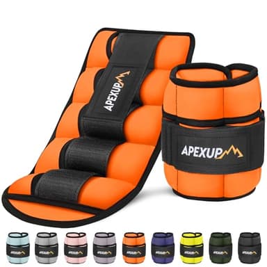 APEXUP Adjustable Ankle Weights for Women and Men, Modularized Leg Weight Straps for Yoga, Walking, Running, Aerobics, Gym (2-10 lbs, Orange)