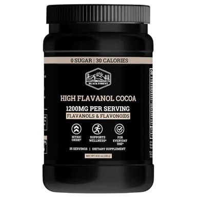 Black Forest High Flavanol Cocoa Powder - 1200mg Flavanols & Flavonoids with 600mg Epicatechin - 10X Concentrated Dark Cocoa Extract for Nitric Oxide and Wellness Support - Non-GMO Vegan