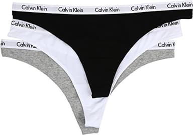 Calvin Klein Women's 3 Pack Carousel Thong Panty, Black/White/Grey Heather, Small