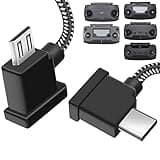 1FT Micro to USB C Remote Controller Cable for DJI Mavic Mini,Mini SE,Mavic 2 Pro/Zoom,Mavic Air,Mavic Pro,Spark,DJI Drone to IPhone16/Tablet Cable 90 Degree OTG Data Cord Accessories(USB C Connector)