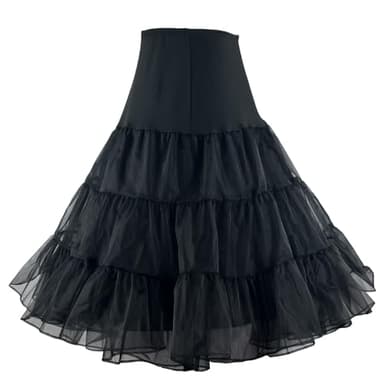 RULTA Women's 50s Vintage Petticoat 26" Crinoline Rockabilly Tutu Skirt Slip S-L(US,Small,Black)