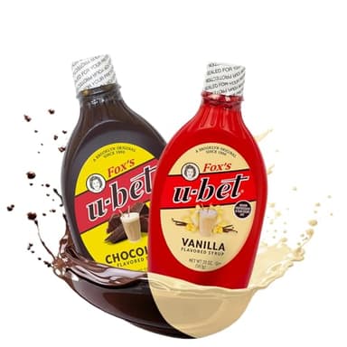 FOX’S U-BET Syrup Bottle – Brooklyn Original Since 1900, Thick, No High Fructose Corn Syrup, Kosher Certified, Fat Free, For Egg Creams, Coffee, Milkshakes & Desserts (2-Pack, Chocolate & Vanilla)