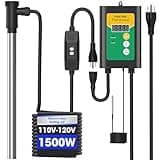 1500W Titanium Fully Submersible Portable Pool Immersion Water Heater, Waterproof Electric Hot Tub Heater with Thermostat & Leakage Protection, Fast Heat for Bathtubs, Baptistry, Bucket, Swimming Pool