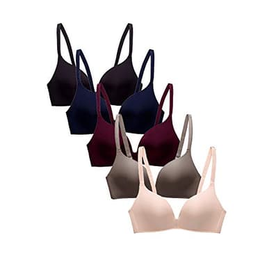 Pack of 5,Women Comfort No Wire Bras Seamless No Show Bra Pack (QBY1, 30B)