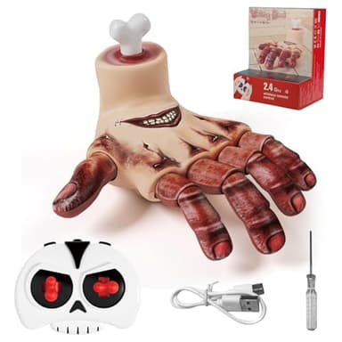 Halloween Animatronic Crawling Wednesday Thing Hand with Creepy Sound & Light Effect, Wednesday Halloween Decorations Outdoor Indoor Horror Prop for Haunted House, Horror Party Decor, Yard Lawn
