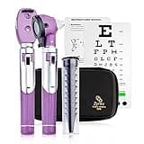 Zyrev Otoscope Ophthalmoscope Duplex Set - Multi-Function Otoscope/Opthalmoscope for Ear & Eye Examination - Includes Portable Tortoise Shell Case (Purple)
