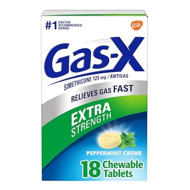 Gas-X Extra Strength Chewable Gas Relief Tablets with Simethicone 125 mg, Peppermint Creme - 18 Count