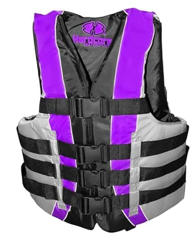 High-Performance Hardcore Adult Life Vest | USCG Approved Safety Flotation Device for Water Sports, Boating, and Outdoor Adventures | Fully Enclosed and Designed for Max Visibility Purple Adult 2X/3X