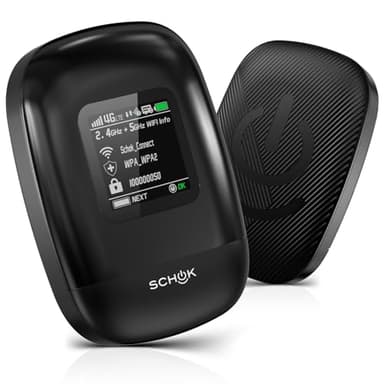 SCHOK 4G LTE Portable WiFi - Cat 12 Mobile Hotspot Travel Router, 600Mbps Download High Speed, Dual Bands (2.4GHz/5GHz), Compatible with Verizon, T-Mobile, AT&T, Supports 16 Connected Devices