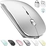 PEIBO Bluetooth Wireless Mouse for Laptop mac MacBook ipad MacBook air MacBook pro pc Desktop Computer Windows Chromebook Notebook (Silver)