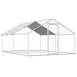 Large Metal Chicken Coop Walk-in Poultry Cage Chicken Run Pen Duck House with Waterproof and Anti-Ultraviolet Cover for Outdoor Farm Use(9.8' L x 13.1' W x 6.4' H).