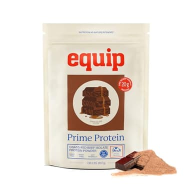 Equip Foods Prime Protein Powder | Clean, Grass Fed Beef Protein Powder for Women & Men | Beef Protein Isolate | Paleo, Keto Friendly | Gluten & Dairy Free | 30 Servings, Chocolate (Low Sugar)