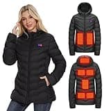 OAOA innovation Womens Heated Jacket with 10000mAh Battery Pack, Dual Control Button Heated Coat（M）