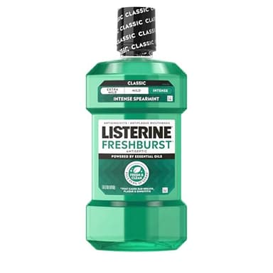 Listerine Freshburst Intense Antiseptic Mouthwash for Bad Breath, Kills 99.9% of Germs That Cause Bad Breath & Fight Plaque & Gingivitis, ADA Accepted Mouthwash, Intense Spearmint, 1 L