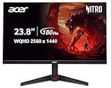 Acer Nitro 23.8 Inch WQHD 2560 x 1440 ZeroFrame Design PC Gaming Monitor | AMD FreeSync | Up to 180Hz Refresh | Up to 0.5ms (G to G) | 1 x Display Port 1.4 and 2 x HDMI 2.0 Ports | VG240YU Mbiip