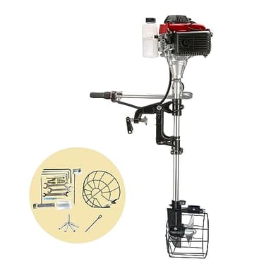 Outboard 4 Stroke Outboard Motor 4 hp Outboard Boat Motors for Inflatable, Kayak, Dinghy, Canoe Small Boat, With Shade and Manual Reverse